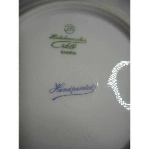 5 Bread Dessert plates Floral HULSCHENREUTHER SELB Bavaria handpainted Blue Gold - Picture 2 of 5